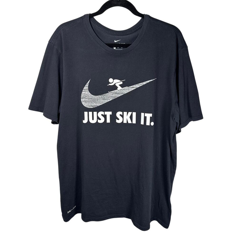 Nike Just Ski It Dri-FIT Graphic T-Shirt Athletic Cut Short Sleeve Mens XL